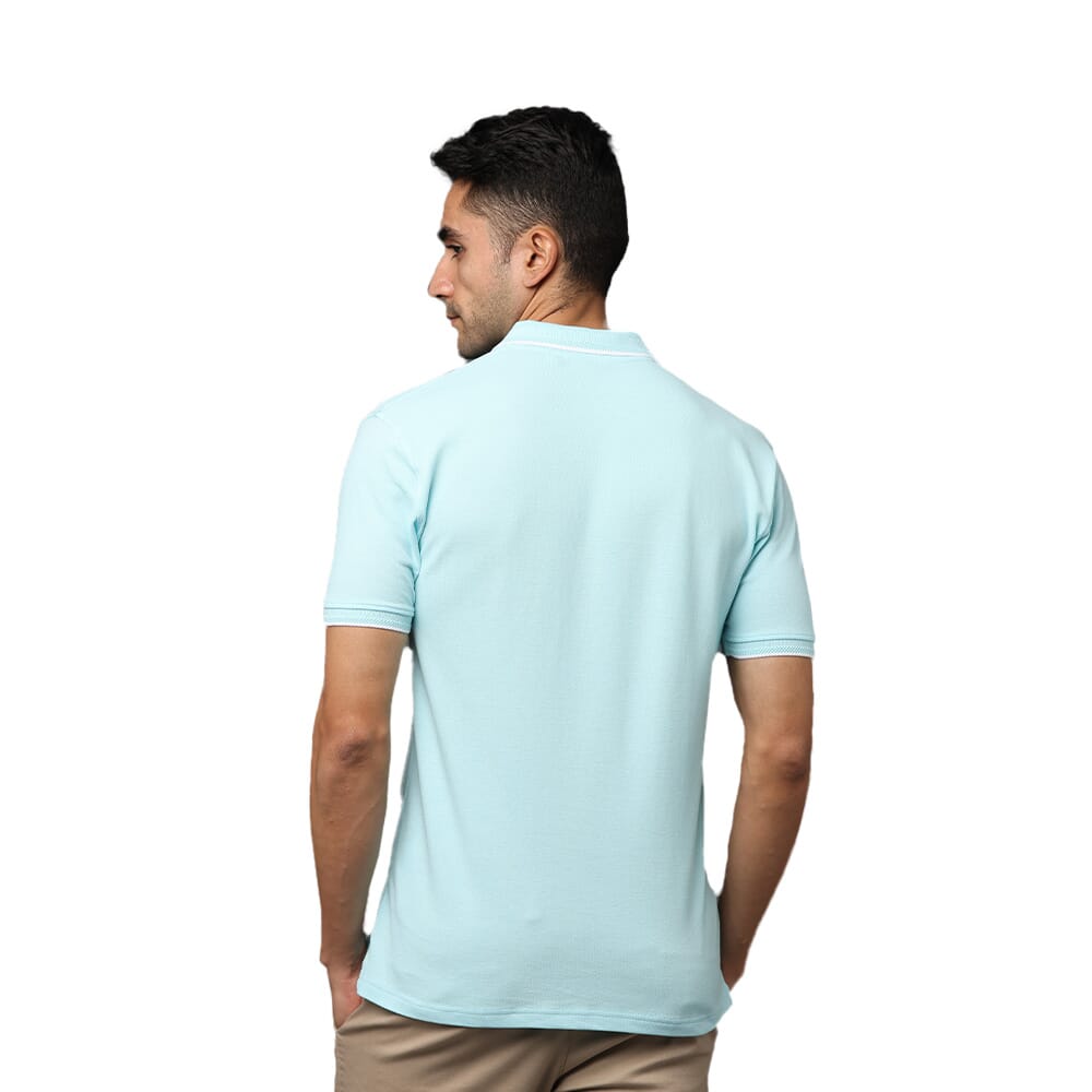 Greys & Blues Pima Collar T-Shirt Ice Blue With White Tipping